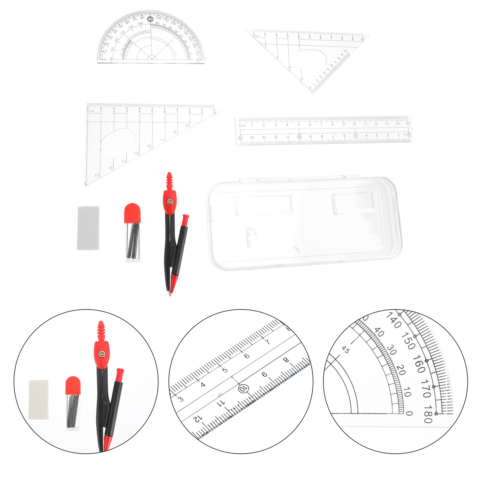 1 ensemble de compas et de règ - Math Geometry Set With Compass avis et prix